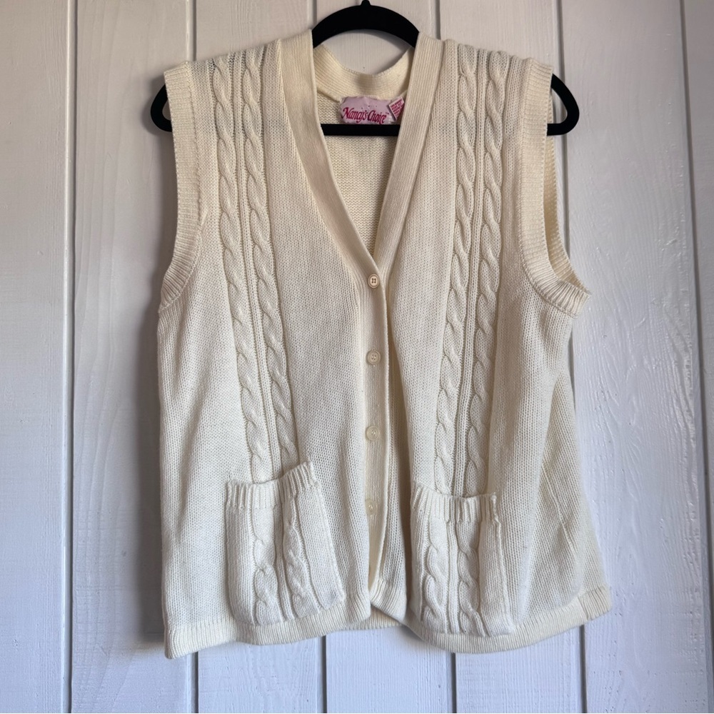 Vintage 90s Nancy’s Choice Cream Knit Sweater Vest